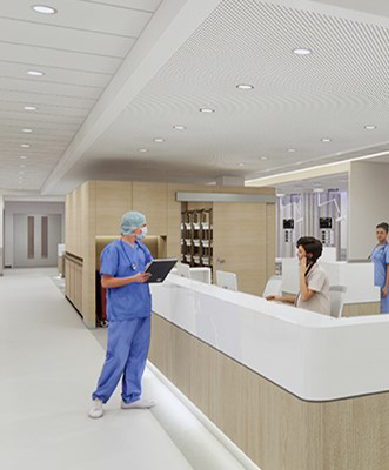 a doctor standing in front of a patient